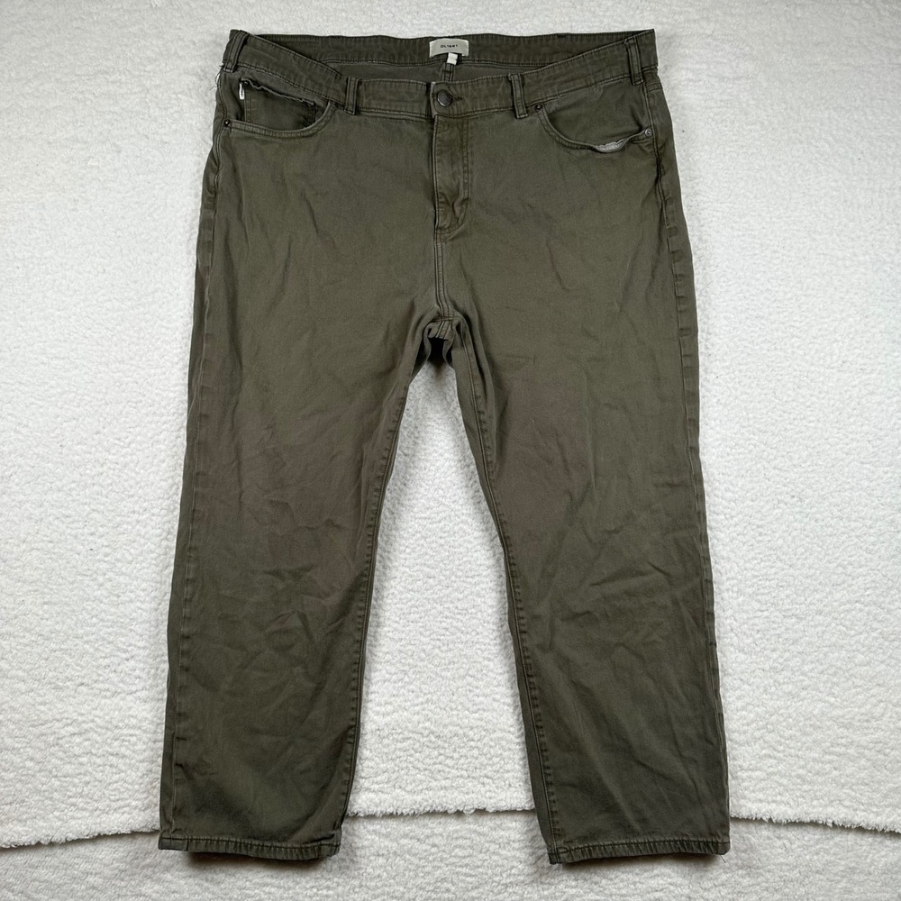 DL1961 Avery Relaxed Straight Mens Twill Pants 42x28 Chinos Olive Green Earthy